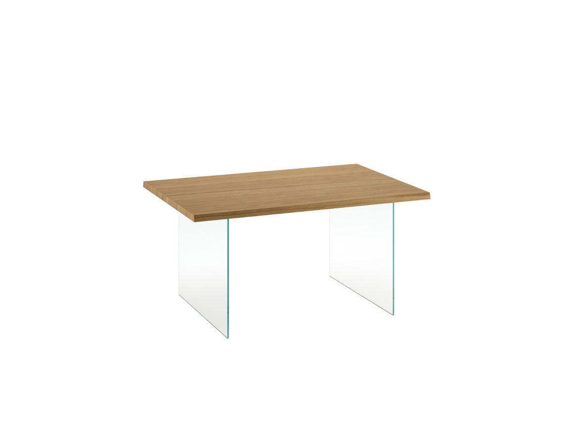 Mesa De Bilhar Extensível Em Carvalho Natural De 160 A 240 Cm Com Pés Em Vidro Temperado Extra Claro - Design Moderno E Elegante
