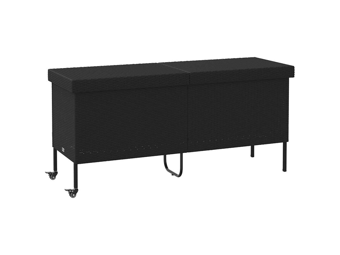 Caixa de Arrumação Jardim com Rodas Vime Pe Preto MAISON EXCLUSIVE (160x55x75 cm)