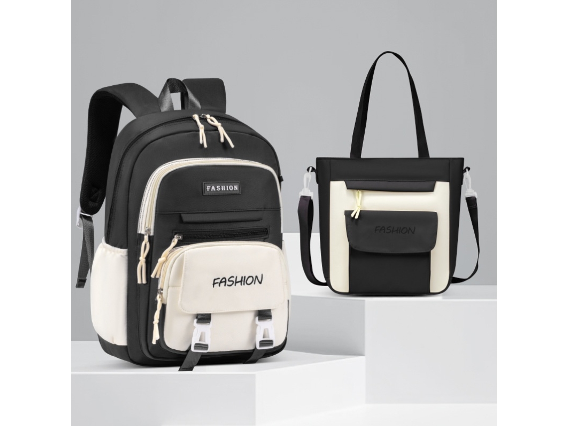 Mochila Escolar Impermeável Com Compartimento Para Computador Portátil 15,6 Polegadas, Grande Capacidade Preto Elysve