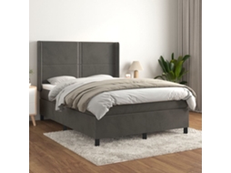 Vidaxl Cama Com Molas/colchão 140x190 Cm Veludo Cinzento-escuro