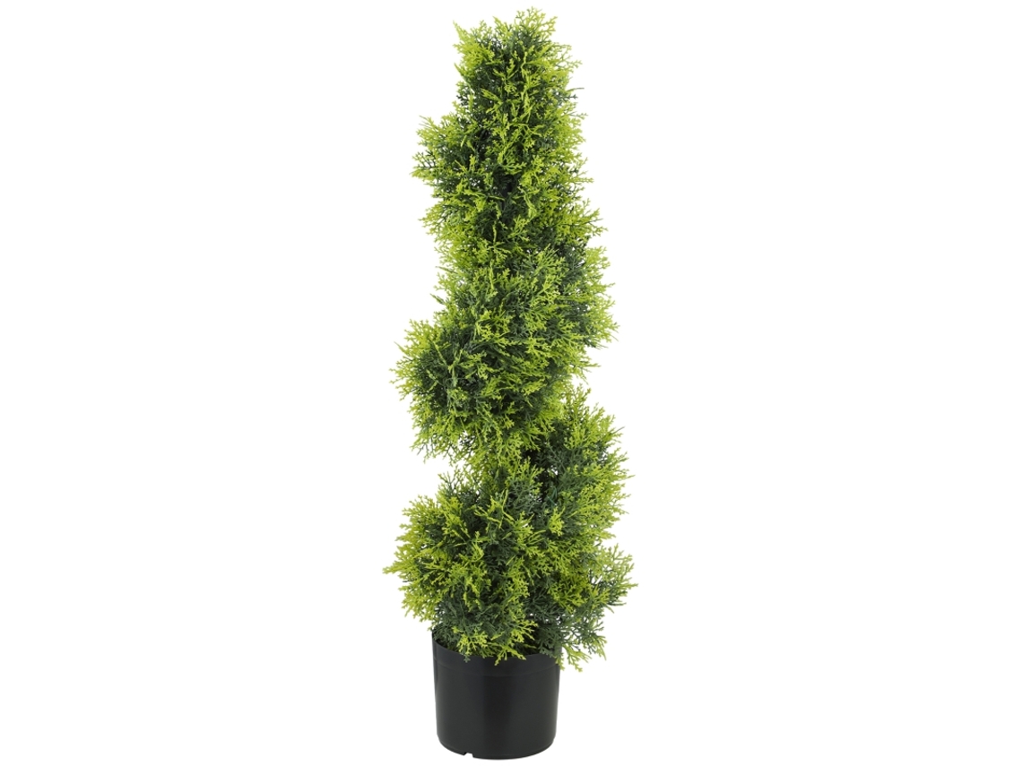 Cipreste Artificial 90cm Em Espiral, Planta Falsa Em Vaso, Decoração Moderna.