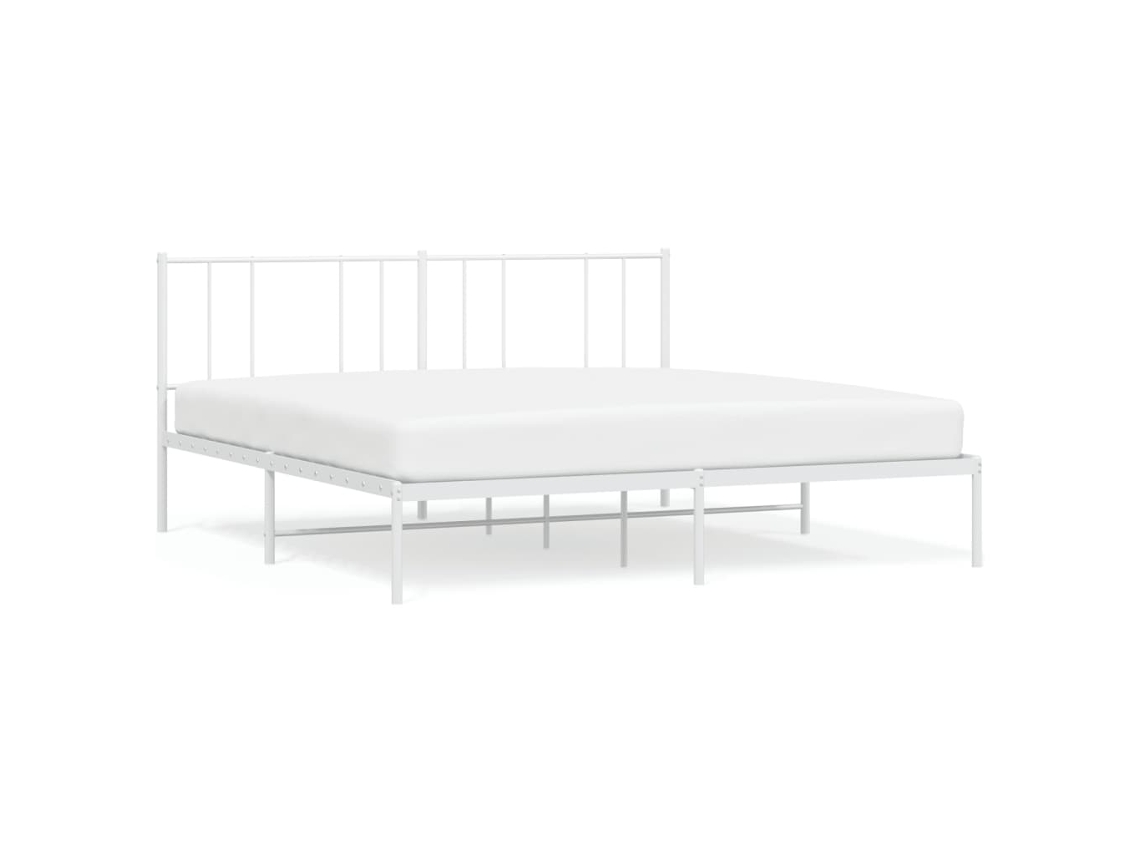 Bed Frame, Bed Frames Vidaxl Branco Aço (200 X 200 Cm)