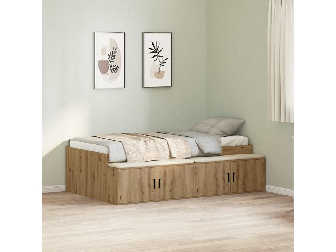 Vidaxl Estrutura Da Cama Com Gaveta Carvalho Artesanal 80 X 200 Cm