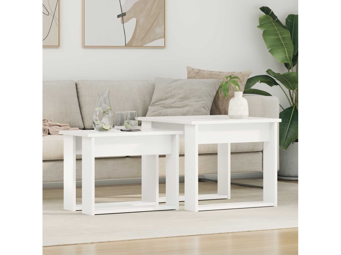 Vidaxl Conjunto De Mesas De Café 2 Pcs Branco Madeira Processada