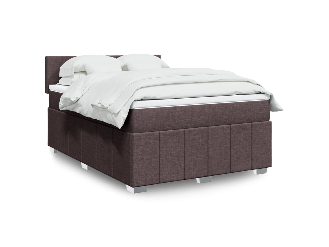 Vidaxl Cama Com Molas/colchão 160x200 Cm Tecido Castanho-escuro