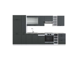 Cozinha Fame-Line, 355 cm, Mármore PT, Casa de campo antracite/branco VICCO
