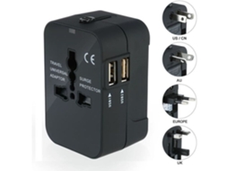 Adaptador De Viagem Universal, Compatível Com Eua, Ue, Reino Unido E Austrália, Com 2 Portas Usb Para Câmeras, Celulares, Tablets E Ipads