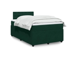 Vidaxl Cama Boxspring com Colchão 120x200 Cm Veludo Verde escuro