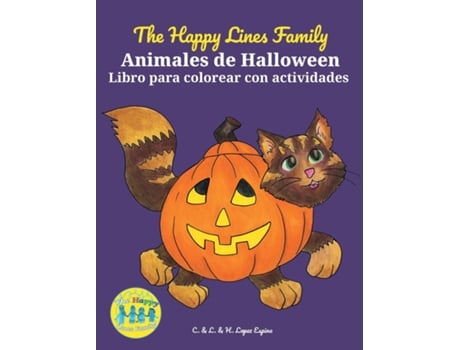 Livro The Happy Lines Family Animales de Halloween Libro para colorear con actividades de L Lopez Espina (Inglês)