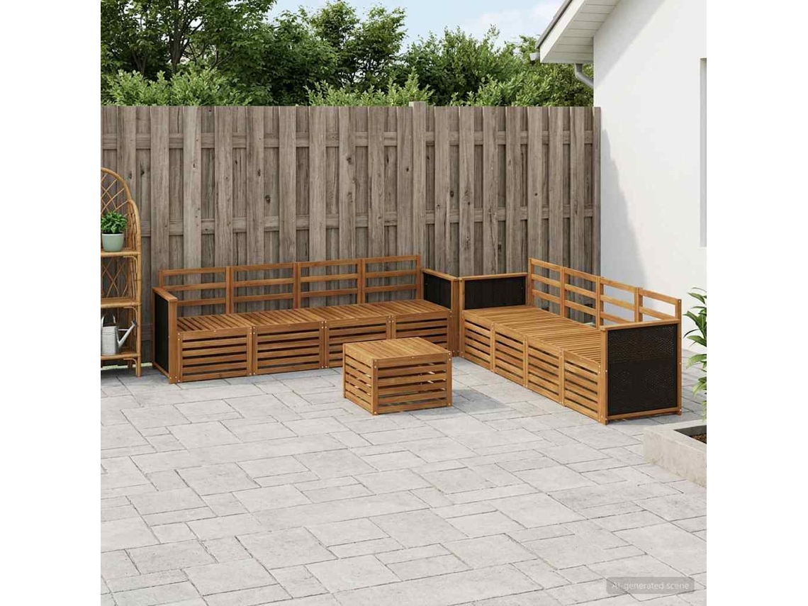 Vidaxl Conjunto De Sofás Para Exterior 9 Unid. Natural