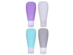 4 Frascos de Viagem Silicone para Shampoo e Loção