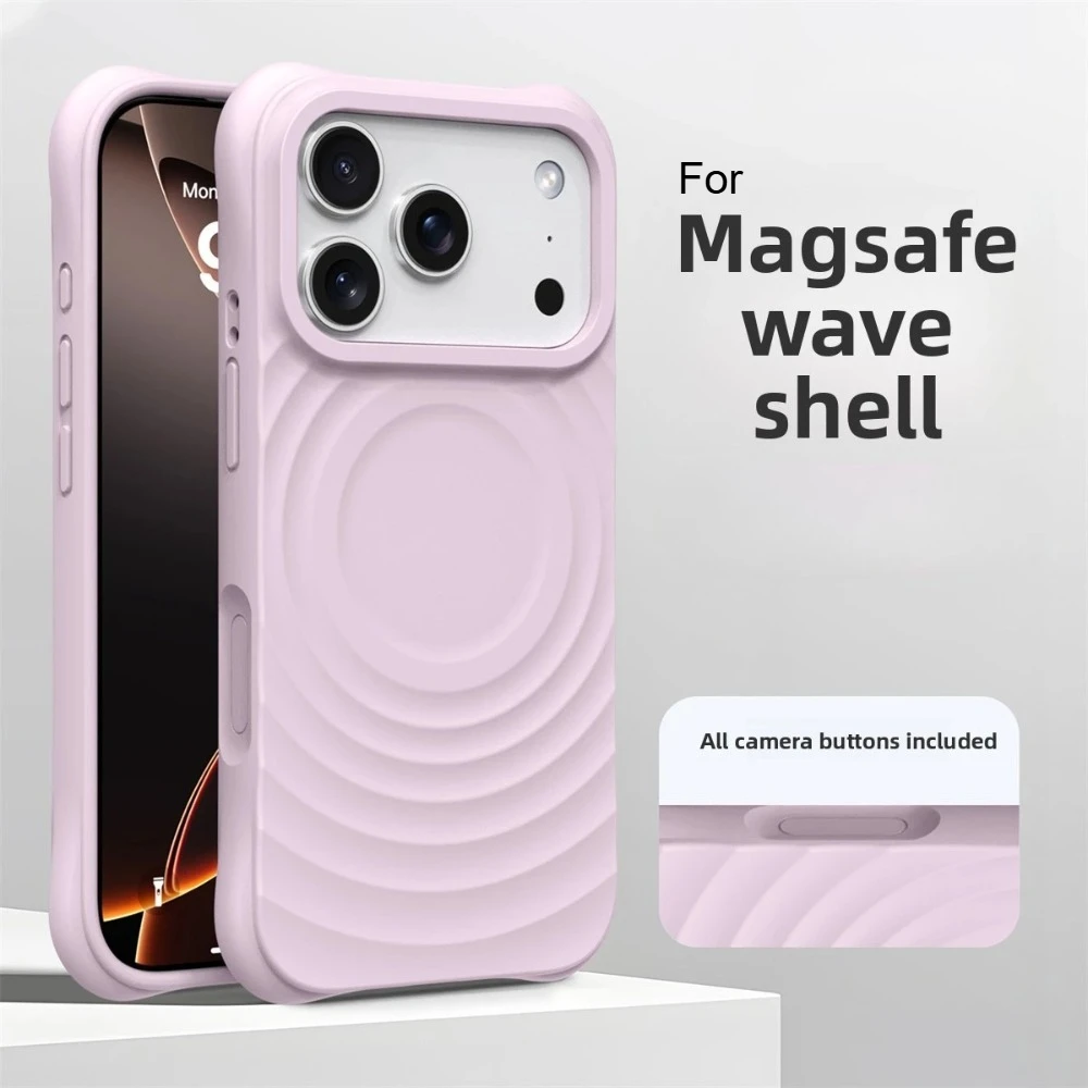 (rosa, Iphone 16) Capa Com Textura De Ondulação De Água, Compatível Com Carregamento Magnético Magsafe, Silicone Líquido