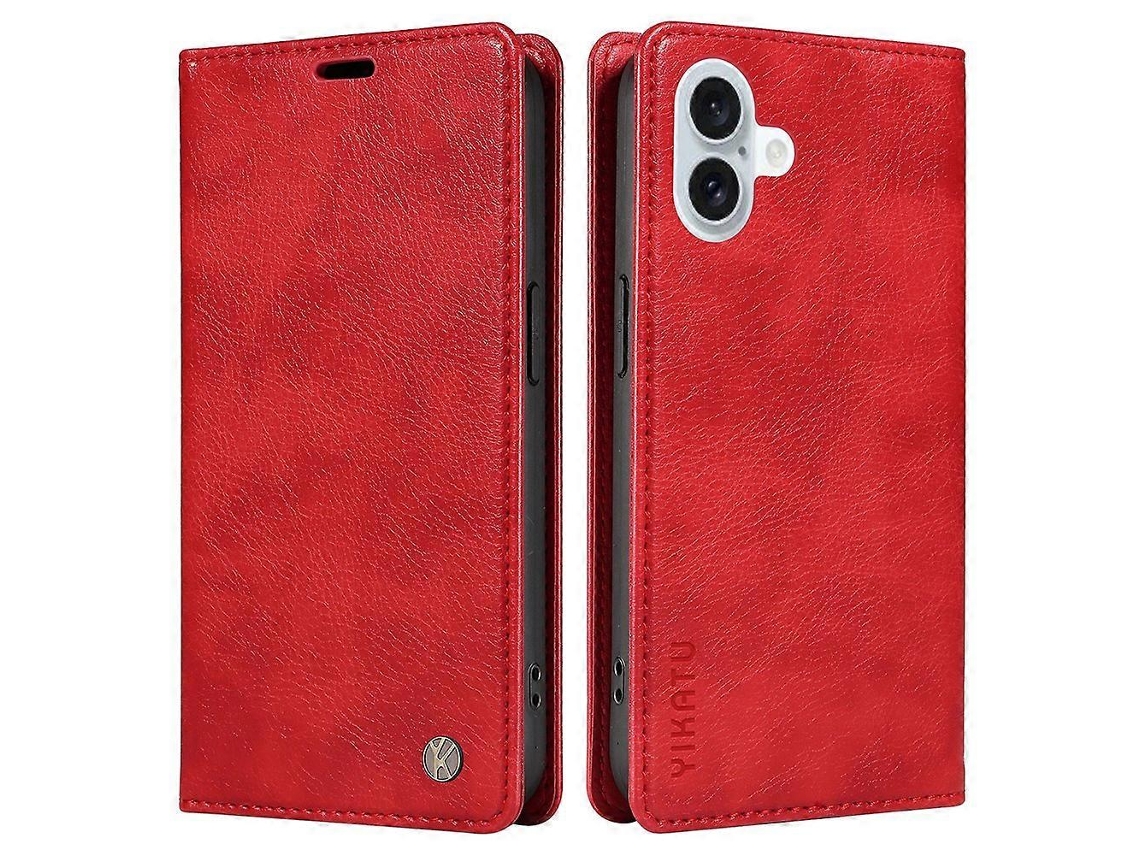 Yikatu Yk-006 Para Iphone 16 Plus Capa Magnética De Couro Com Absorção Automática