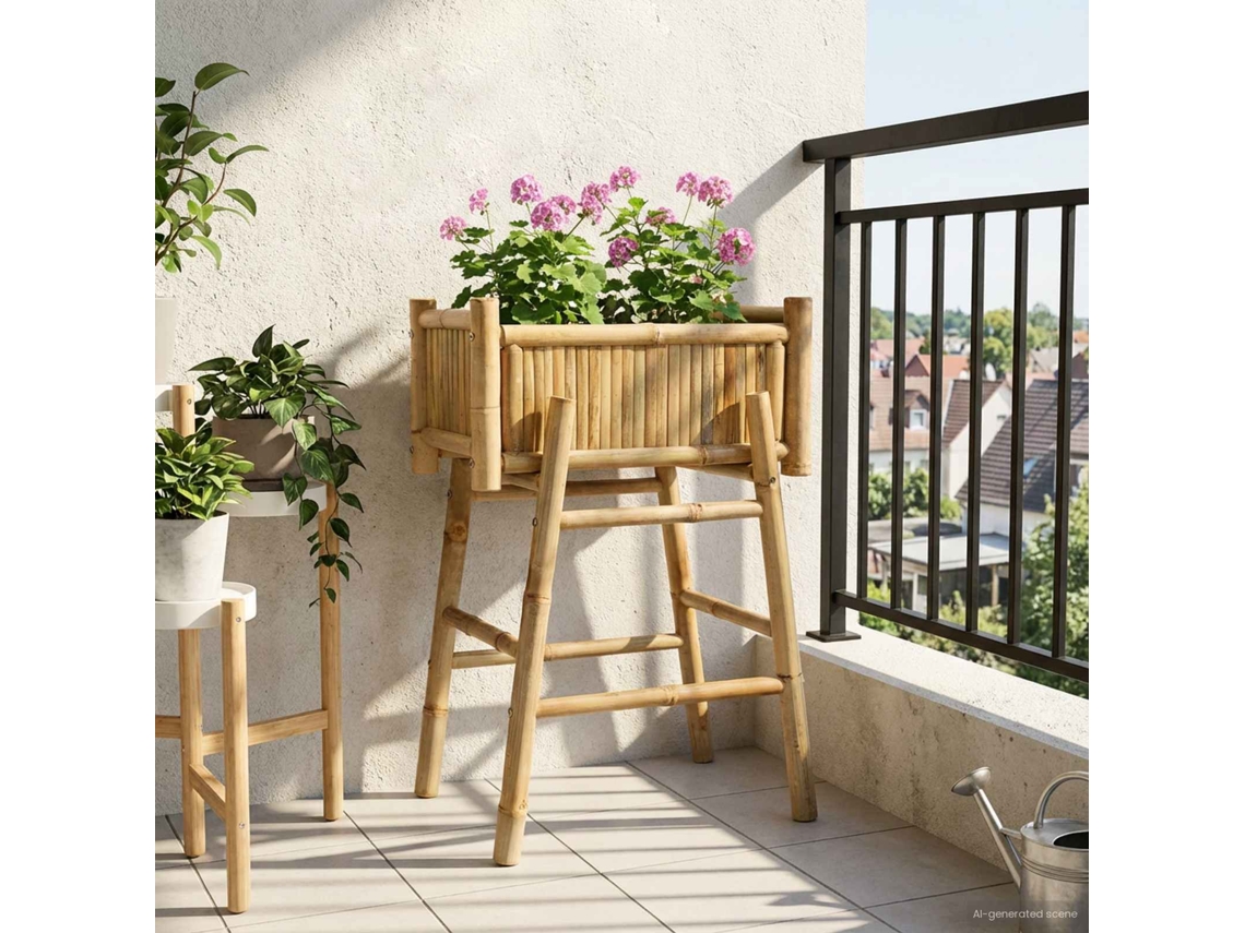 Vidaxl Jardineira Com Suporte Natural 50 X 38 X 74 Cm Bambu