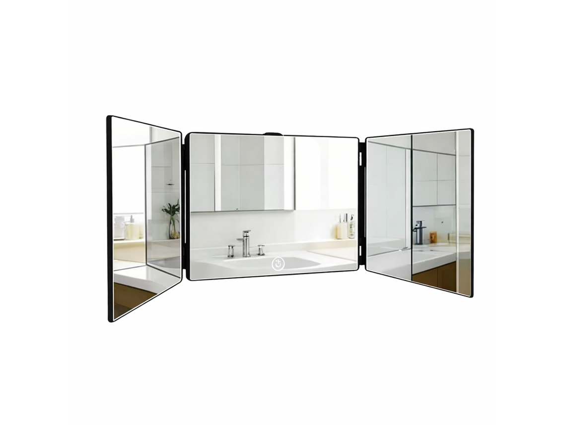 Espelho de Maquiagem com Altura Ajustável e Design em Três Partes - Espelho Plano e Resistente À Deformação, Ideal para Banheiros NETTLIFE
