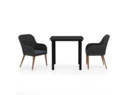Garden Dining Set, Garden Dining Sets Vidaxl Preto Rattan / Vime (80 Cm Table Length)