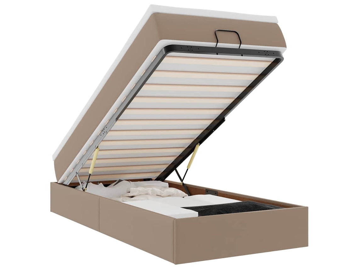Moldura de Cama Otomana com Colchão Cappucino Couro Falso MAISON EXCLUSIVE