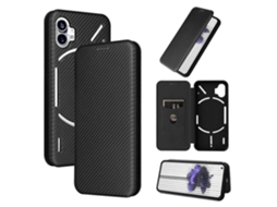 Capa De Celular Flip Em Couro Com Textura De Fibra De Carbono Para O Telefone 1 Da Nothing Phone 1
