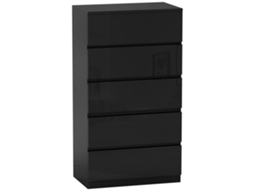 Cómoda com 5 Gavetas Melamina de Madeira Cor Preto 55x34x100 cm Homcom