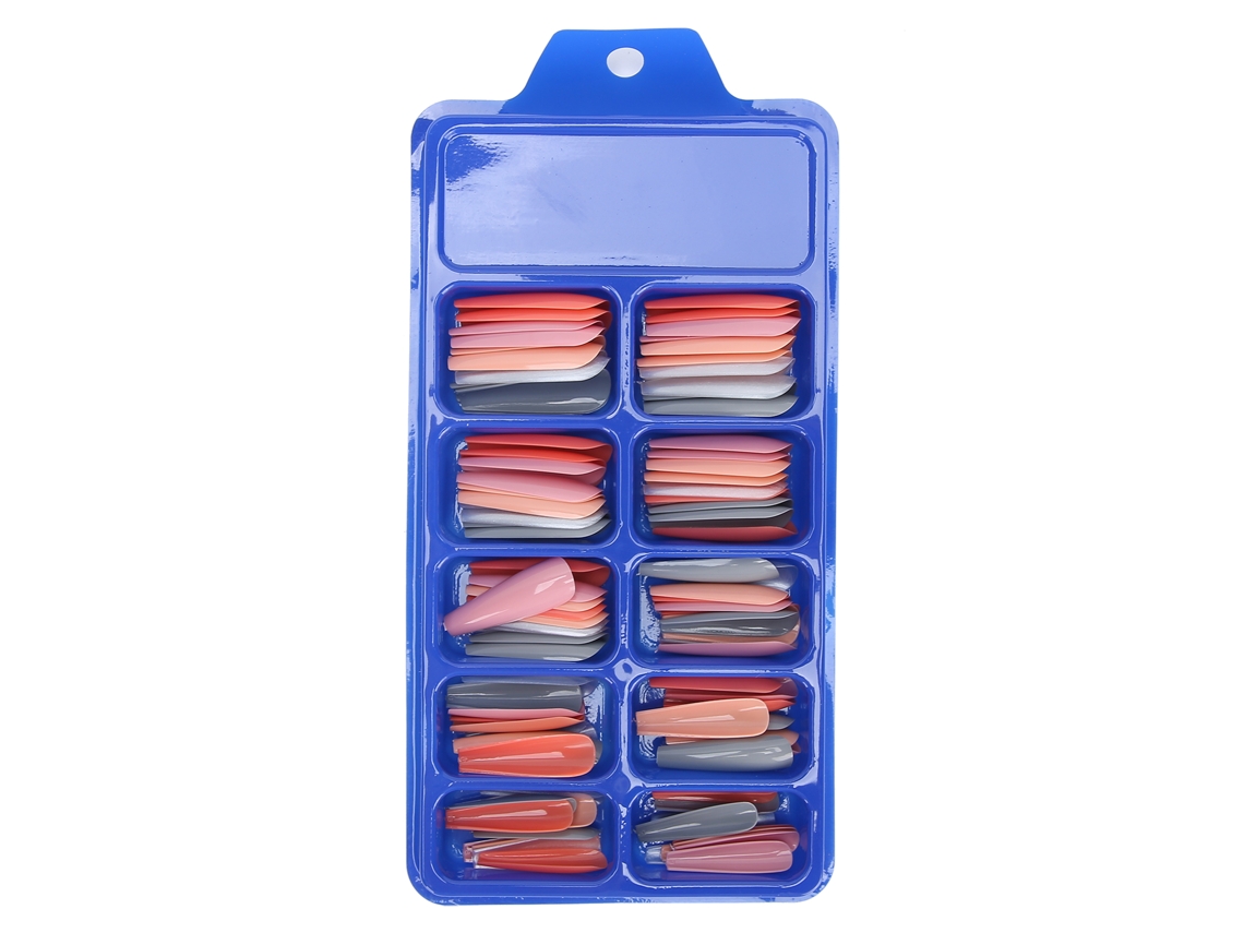 100 Pcs Uñas Falsas De Acrílico Full Cover Para Arte De Uñas, Tips Artificiales De Color Puro 09