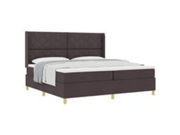 Vidaxl Cama Box Com Cabeceira Marrom Escuro 200 X 200 Cm Tecido