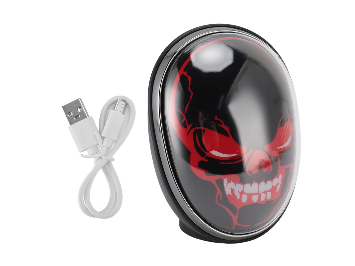 Altavoz portátil Bluetooth 5.0 con luz de Halloween forma de calavera inalámbrico para smartphone y tablet negro