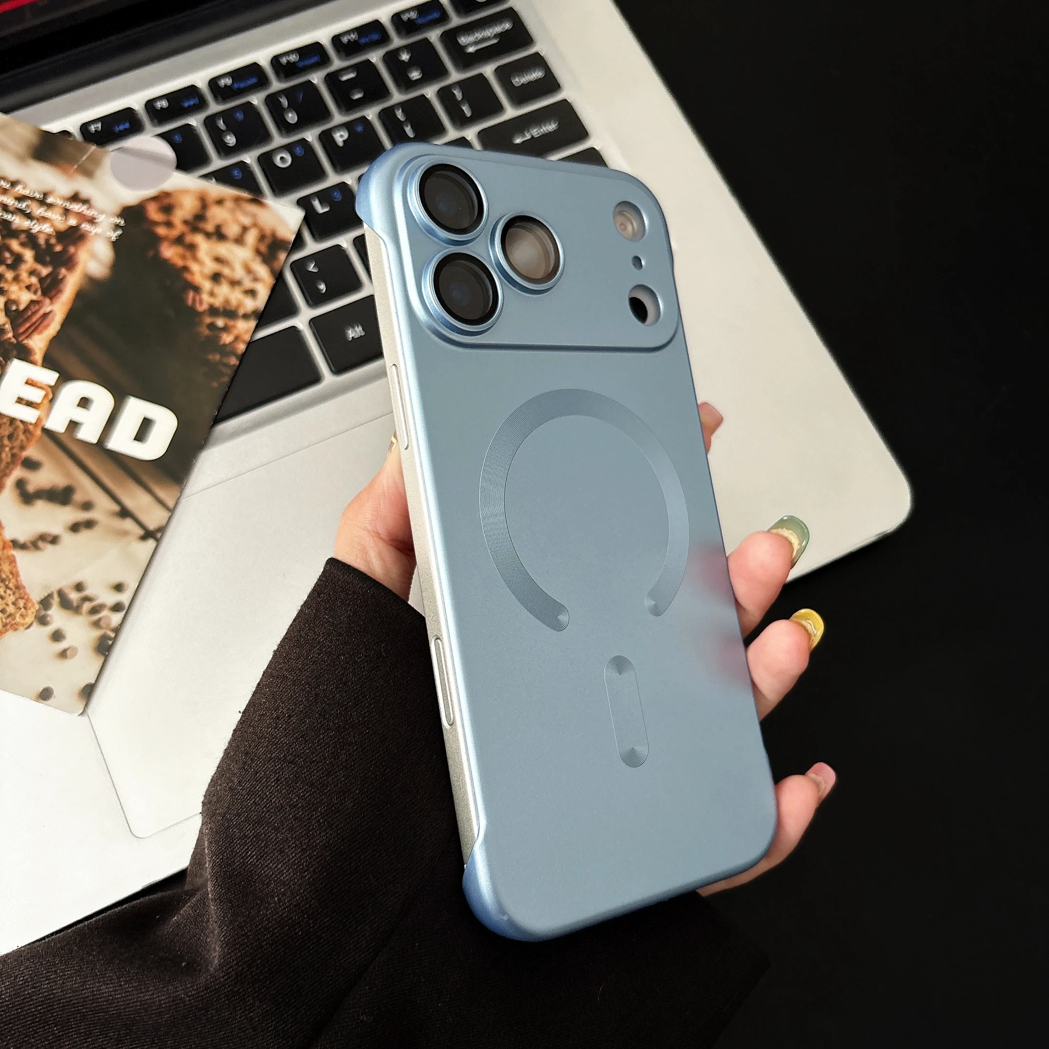 (iphone 15 Plus, Azul Claro) Capa Protetora Magnética Ultrafina Para Iphone, Compatível Com Carregamento Magsafe.