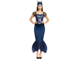 Fato de sereia azul malvada com coroa para mulher