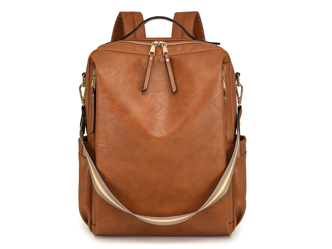 Mochila Feminina de Moda de Couro Pu para Viagem, Marrom DIGITALLAB