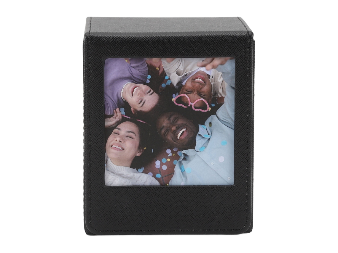 Photo Storage Box Multipurpose Large Capacity Magnetic Lid Closure Pvc Picture Storage Container For Sq Photo Bank Cards Stamps Black LAXISCREED
