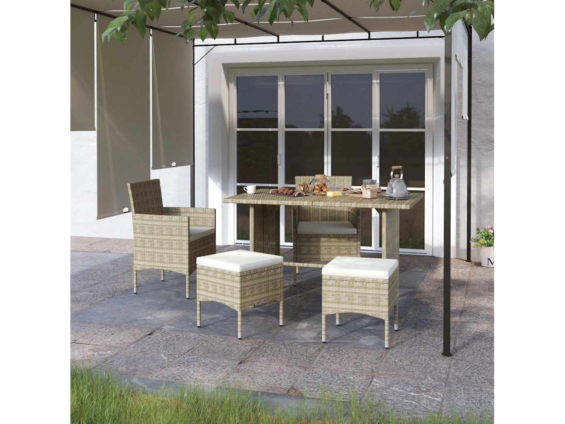 Vidaxl 4 Pcs Conjunto De Cadeiras E Bancos De Jardim Vime Pe Bege