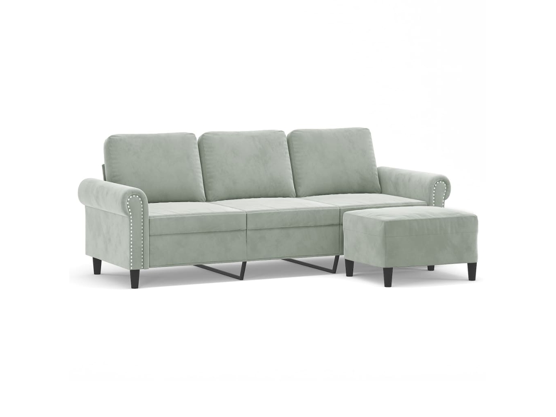 Maison Exclusive - Sofá De 3 Lugares Com Apoio De Pés 180 Cm Veludo Cinzento-claro