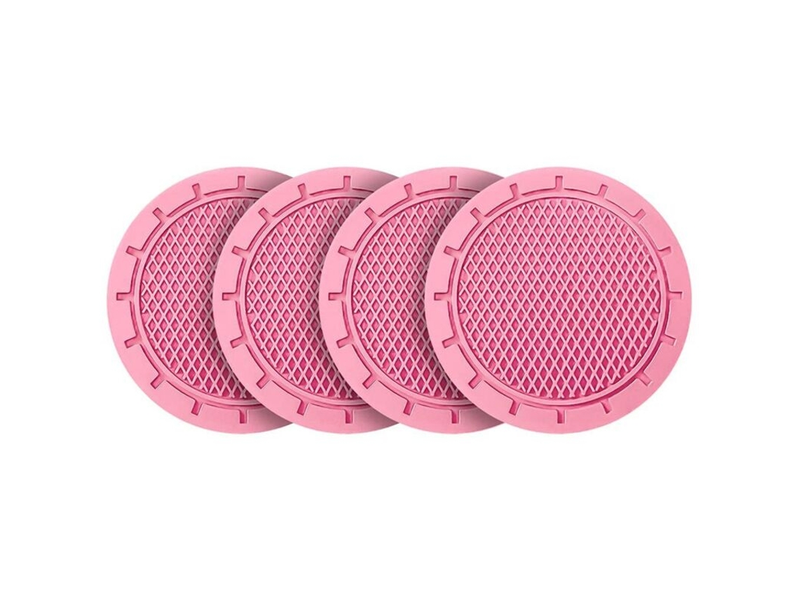 Conjunto de 4 Tapetes de Aço AQUAFORGE antiderrapantes para carro, rosa