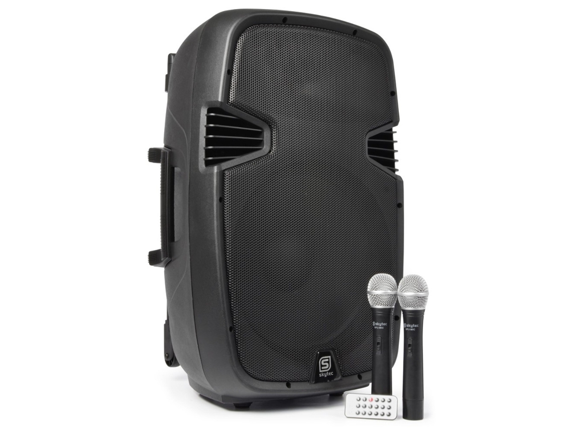 Sistema de Som Portátil 700W com 2 Microfones Sem Fio Spjpa915 SKYTEC