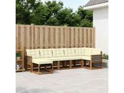 Vidaxl Conjunto De Sofás Para Exterior 7 Unid. Natural E Creme
