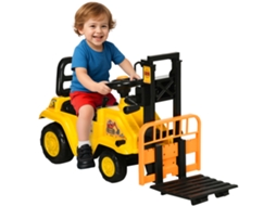 Trator Pedal Crianças 3-4 Anos Empilhadeira Armazenamento Amarelo Preto
