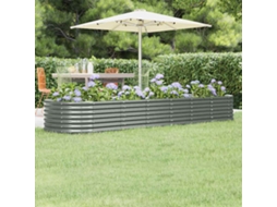 Vidaxl Canteiro Elevado Jardim 296x80x36cm Aço Galvanizado Cinzento