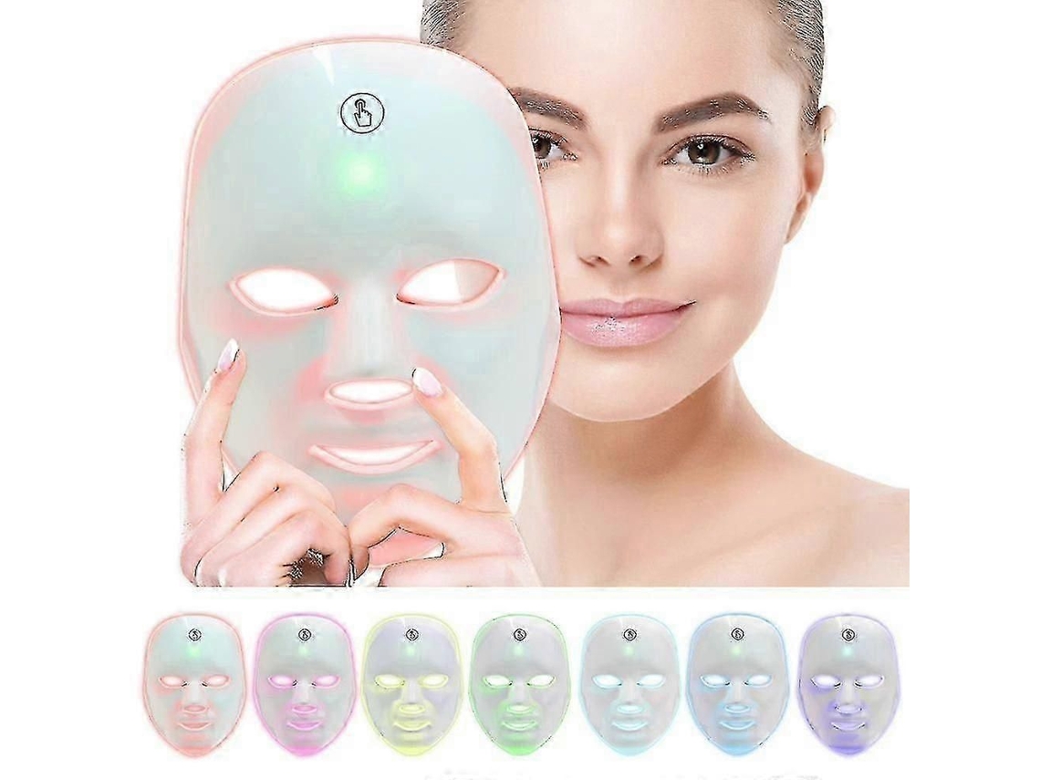 Máscara Facial de Fototerapia Led, Beleza com Terapia Luz 7 Cores para Rejuvenescimento da Pel E, Dispositivo Cuidados GOKOCO