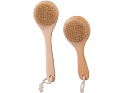 Conjunto De 2 Escovas Banho Com Cerdas Naturais E Cabo Longo Para Esfoliação Massagem Da Pele