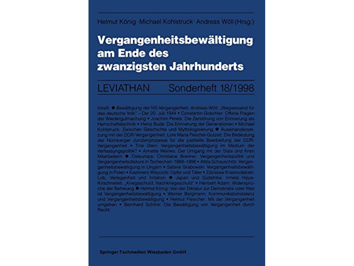 Livro Vergangenheitsbewältigung am Ende des zwanzigsten Jahrhunderts Leviathan Sonderhefte 18 German Edition de Michael Kohlstruck (Alemão)