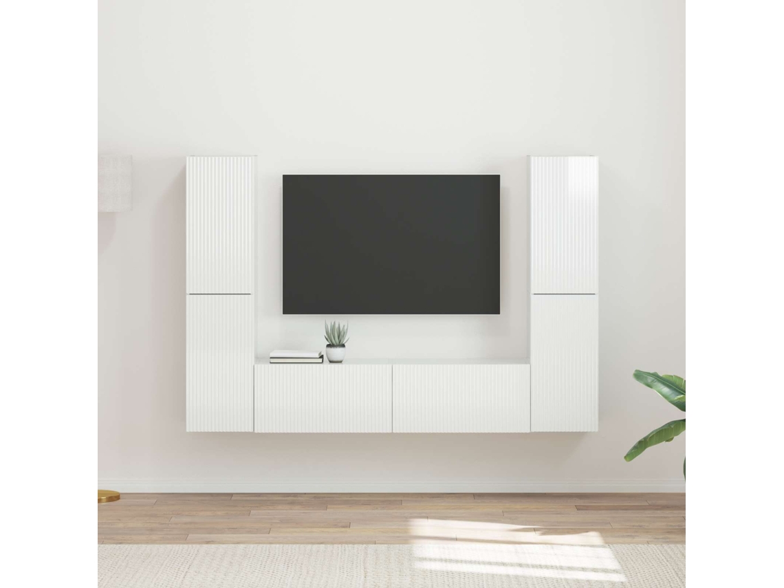 Vidaxl Conjunto De Móvel De Tv 6 Unid. Branco Brilhante