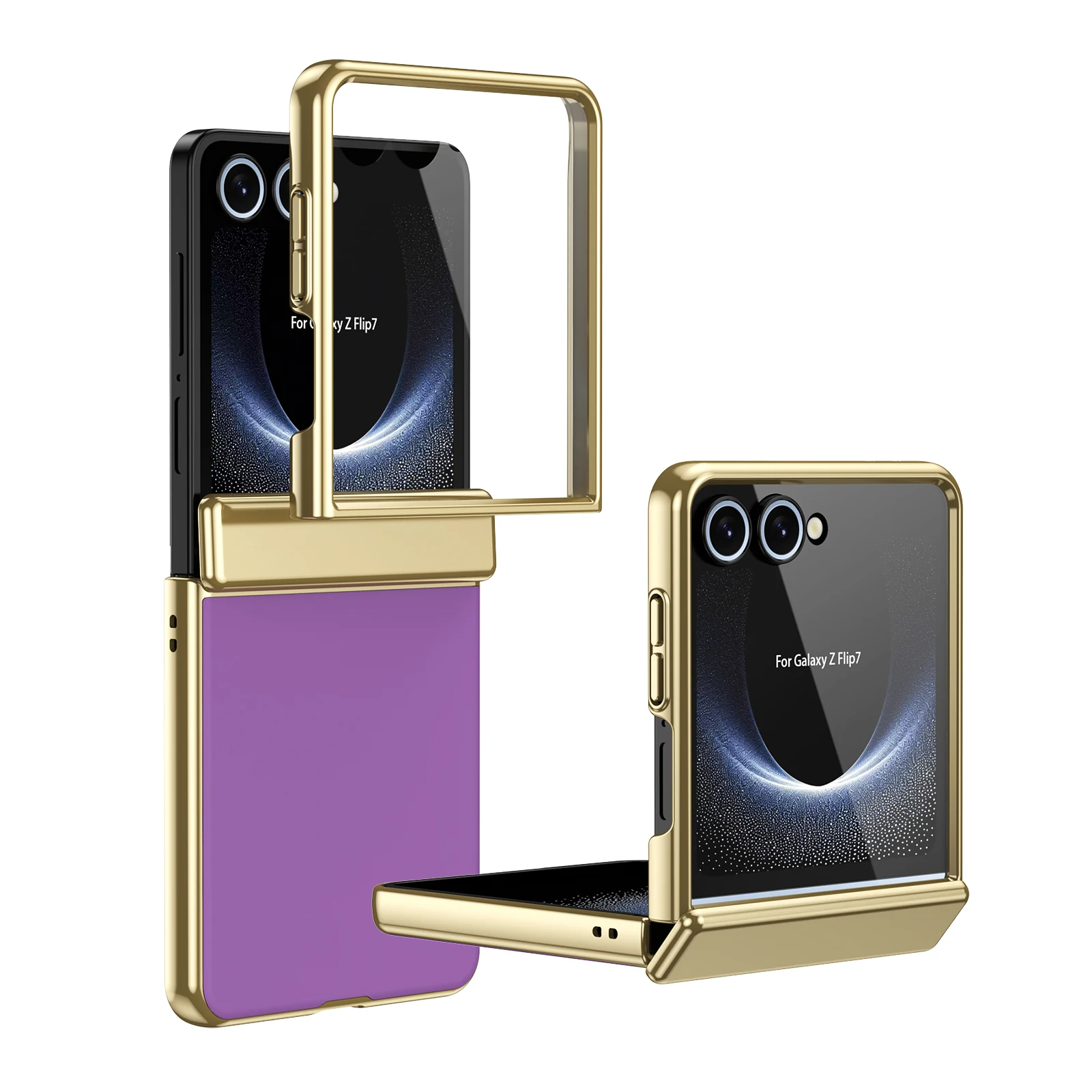 (roxo, Galaxy Z Flip7) Capa Flip De Luxo Com Acabamento Fosco E Resistente A Arranhões, Inclui Protetor De Tela.