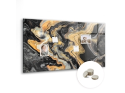 Quadro De Vidro Magnético Mármore Dourado Para A Sala De Estar Espelharte (120x60 Cm)