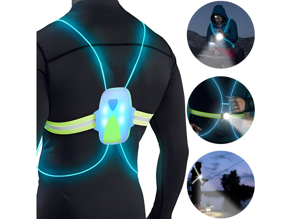 Colete Refletor Com Luz Frontal Para Corrida Noturna