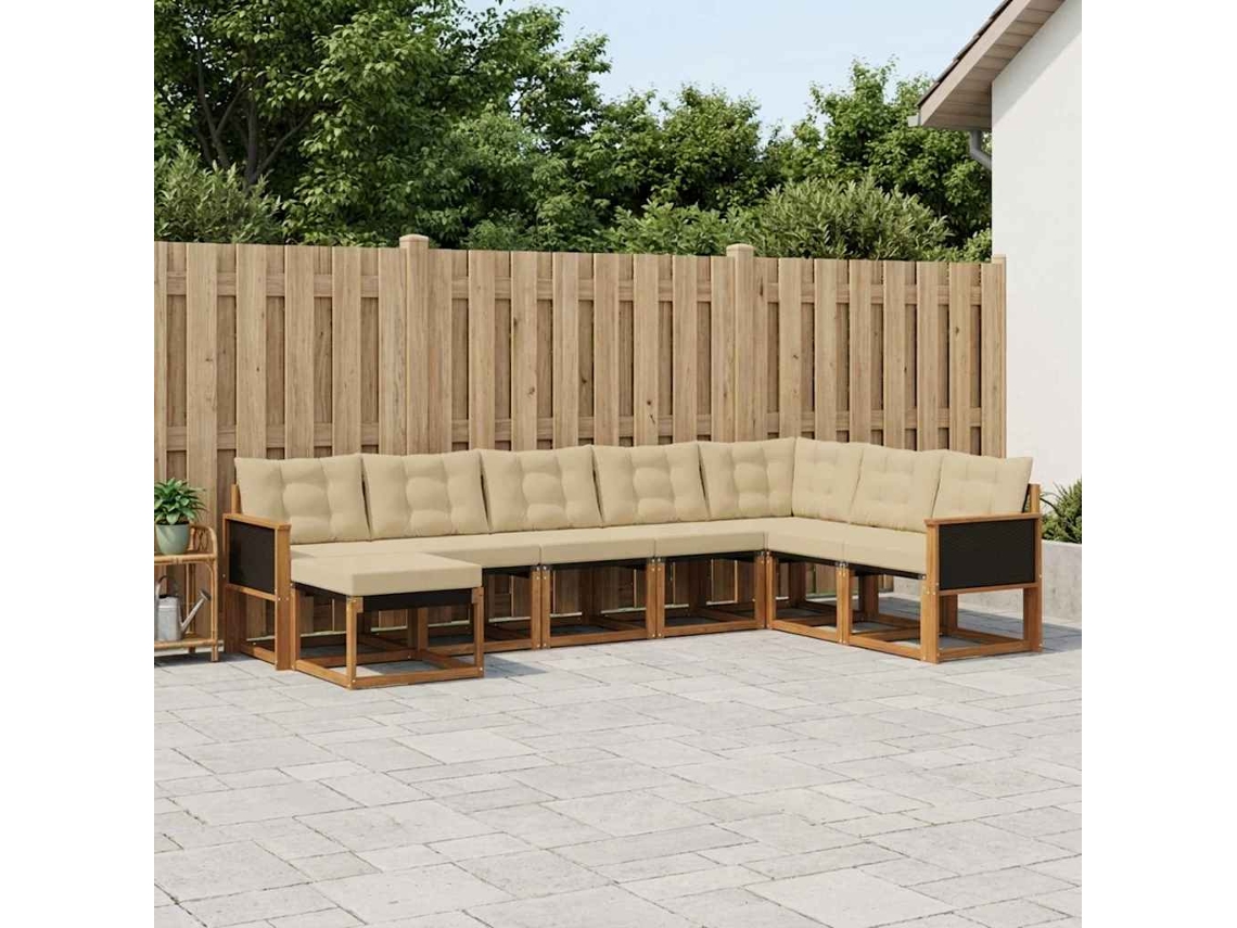 Vidaxl Conjunto De Sofás Para Exterior 8 Unid. Natural E Bege