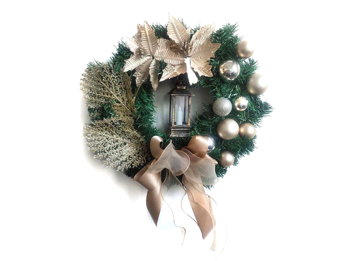 Decoração Rattan para Festas de Natal com Flor Champagne LAXISCREED