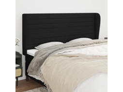 Vidaxl Cabeceira De Cama C/ Abas Tecido 163x23x118/128 Cm Preto