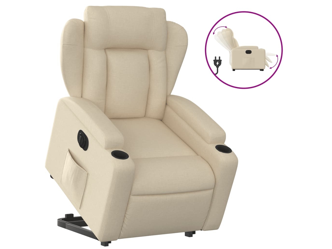 Electric Stand Up Recliner Chair, Electric Stand Up Recliner Chairs Vidaxl Creme Tecido