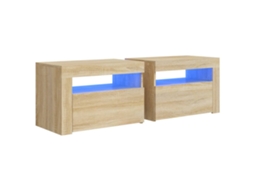 Bedside Cabinet, Bedside Cabinets Vidaxl Marrom Madeira Processada (n/a)