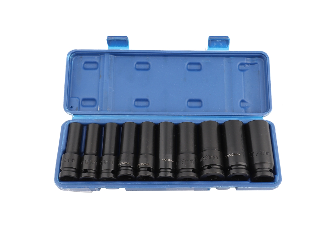Conjunto de Soquetes Impacto 10pcs Aço Crom Molibdênio 1/2in Drive